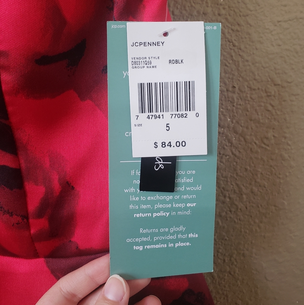 NWT Floral Red and Black Dress - Picture 6 of 6